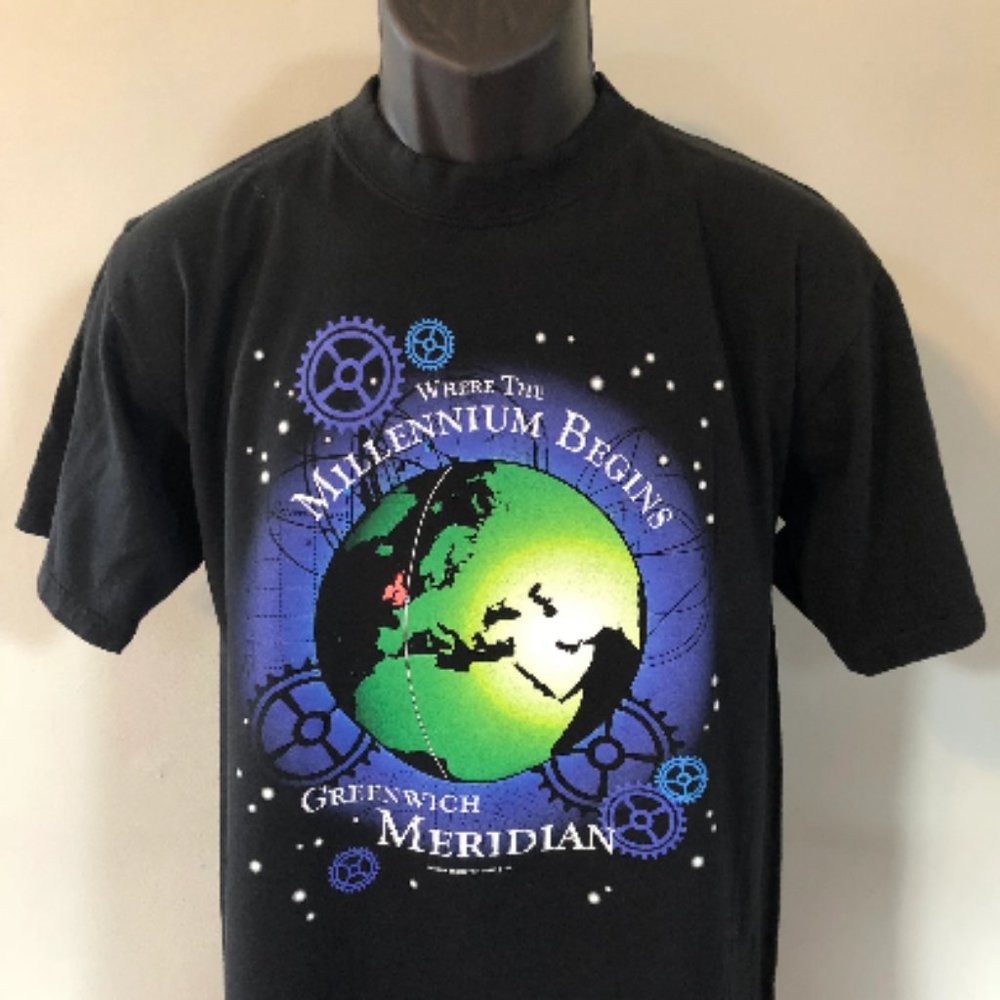 1998 Greenwich Meridian Shirt Vintage 90s World Clock Millennium Earth Space